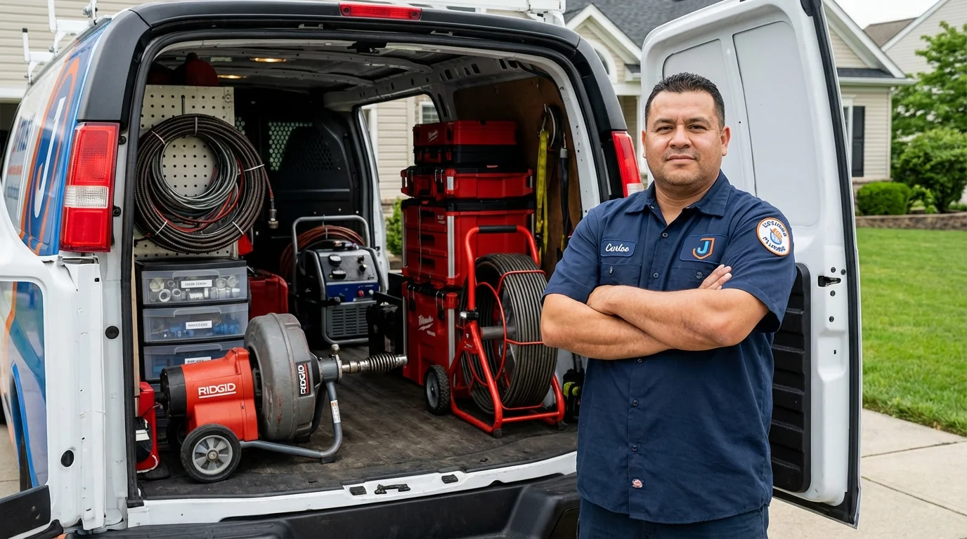 Professional drain cleaning equipment and Johns Plumbing LLC plumber in Homer Glen